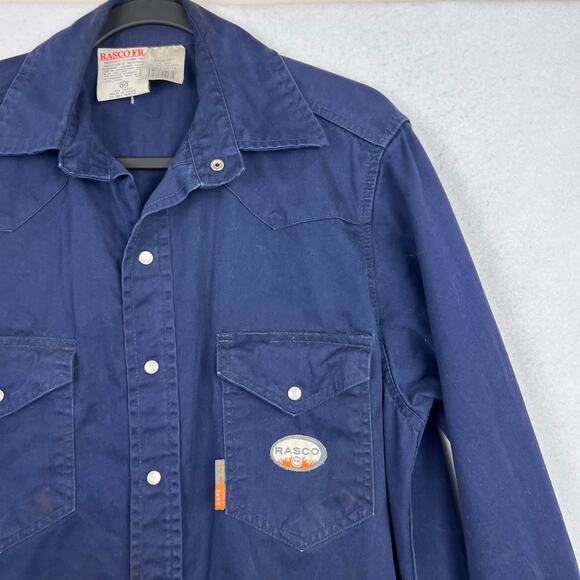 Rasco L FR Fire Resistant Light Snap Up Navy Men's Utility Work Wear NR755 CAT2 - Picture 8 of 14